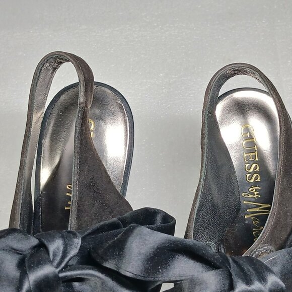 Guess by Marciano PManella Black Multi Suede Lace-Up Wedge Sandals 8 w/ Box VGUC - Picture 11 of 16